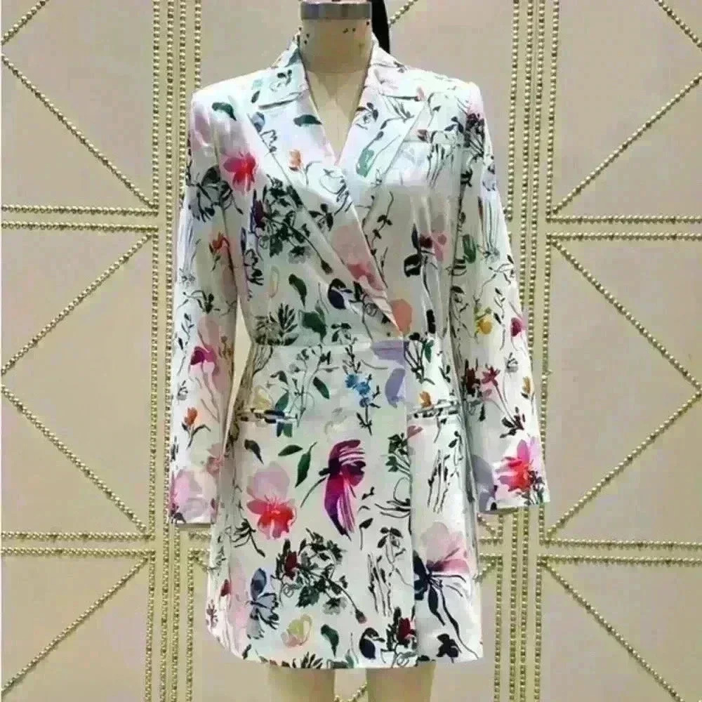 Floral tuxedo mini dress